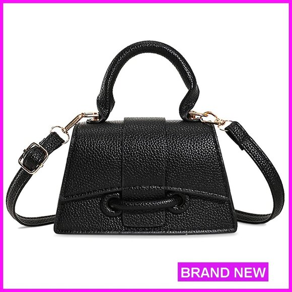 Handbags - Mini Top Handle Crossbody Bag Vegan Leather Tiny Clutch with Strap